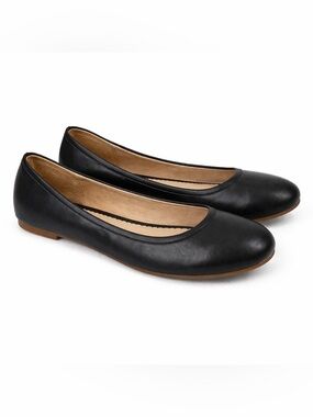 Classic Black Leather Women's Ballet Flats Vegan Leather 8.5 like new Balletcore